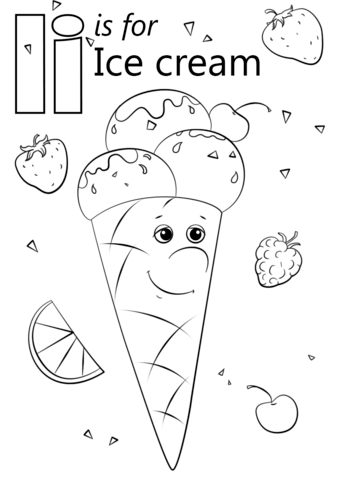 Letter I Is For Ice Cream Coloring Page